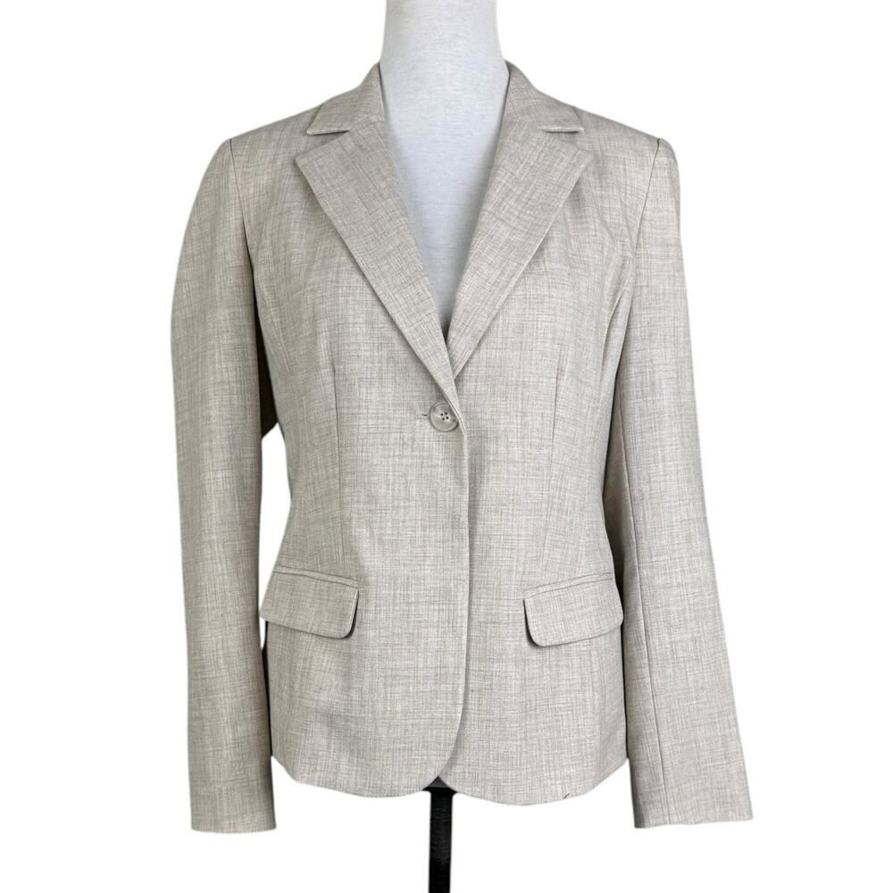Charter Club Beige Heather Tan Oatmeal Single Button Women's Career Blazer